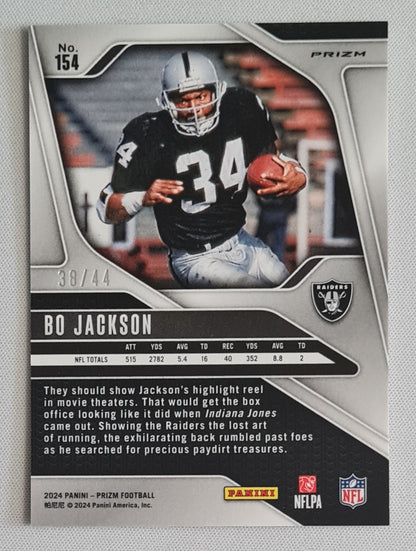 Bo Jackson - 2024 Panini Prizm Red Yellow /44 #154 Las Vegas Raiders