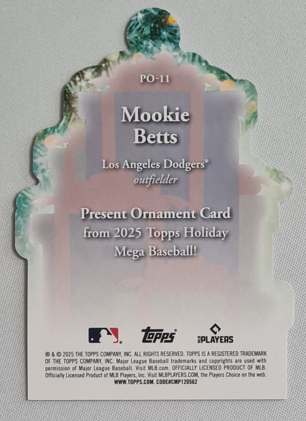 Mookie Betts - 2025 Topps Holiday Mega Baseball Present Ornament #PO-11 Los Angeles Dodgers
