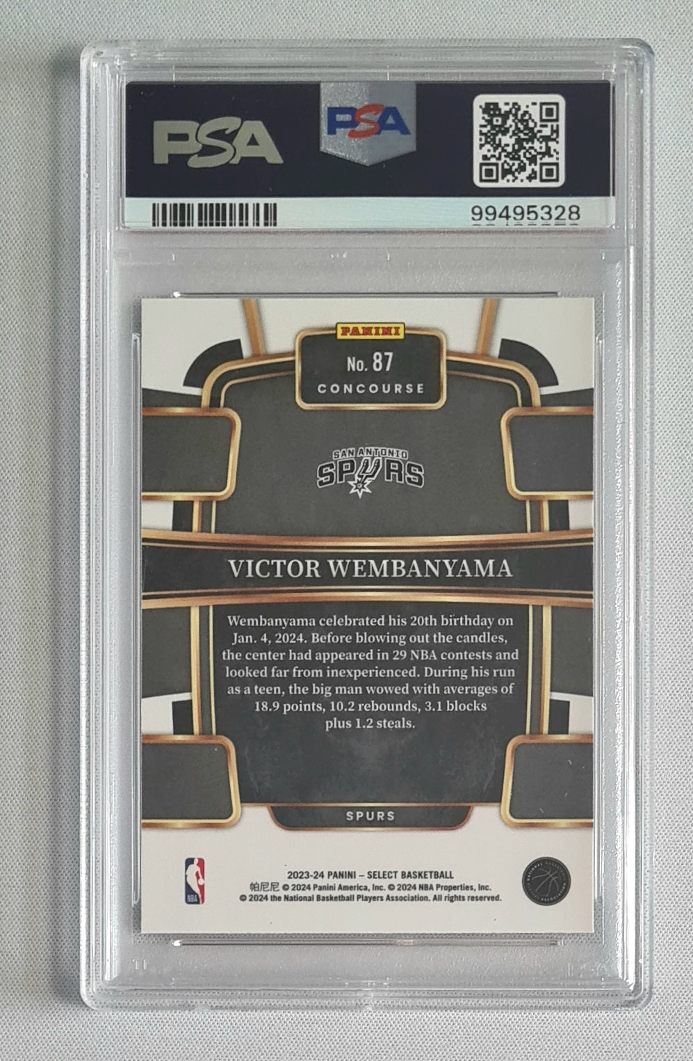 Victor Wembanyama - 2023 Panini Select Blue Concourse PSA 10 Rookie Card #87 San Antonio Spurs