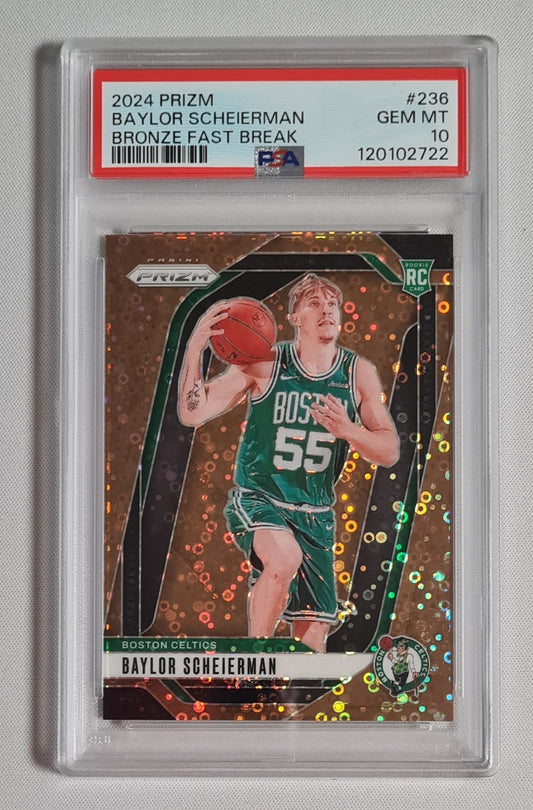 Baylor Scheierman - 2024 Panini Prizm Bronze Fast Break /20 PSA 10 #236 Boston Celtics