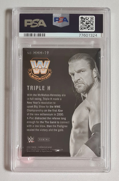 Triple H - 2022 Panini Chronicles WWE Its All About The Game PSA 8 #HHH19