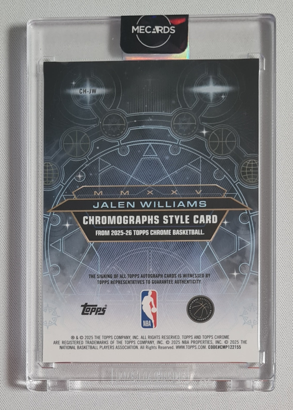 Jalen Williams - 2025/26 Topps Chrome NBA Chromographs Style Auto #CH-JW Oklahoma City Thunder
