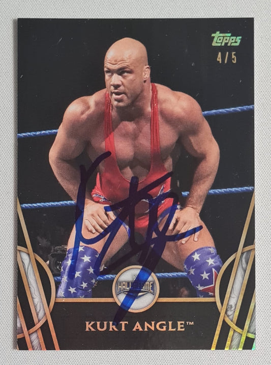 Kurt Angle - 2018 Topps WWE Hall of Fame Black /5 On Card Auto #32