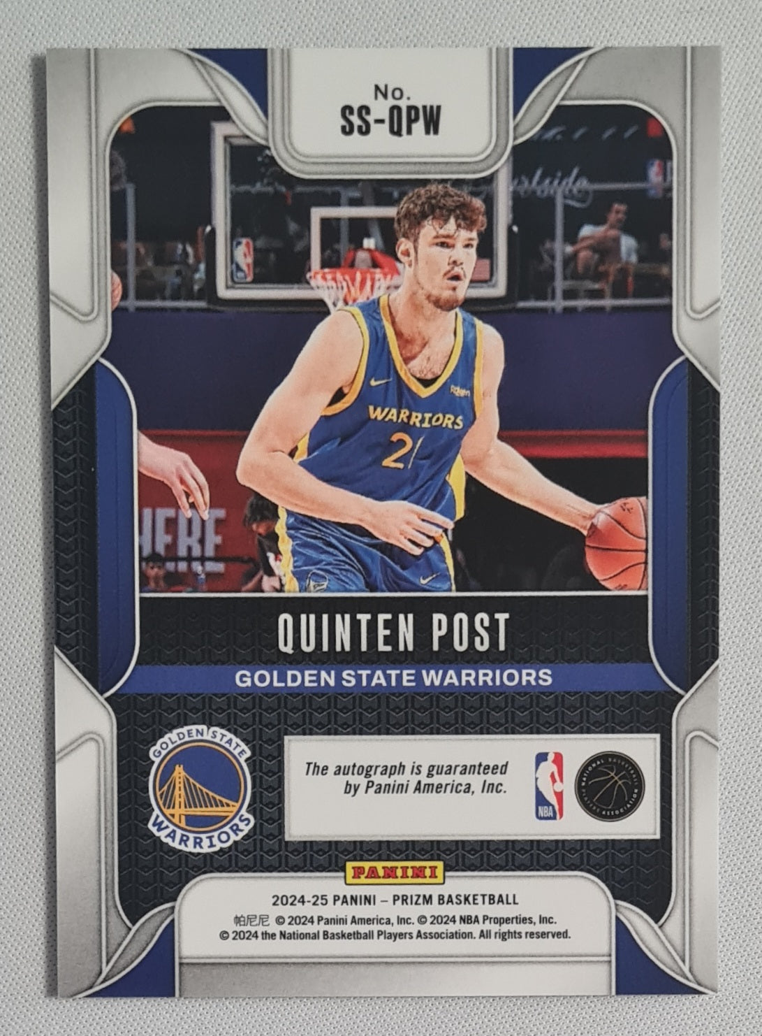 Quinten Post - 2024/25 Panini Prizm Sensational Signatures #SS-QPW Golden State Warriors