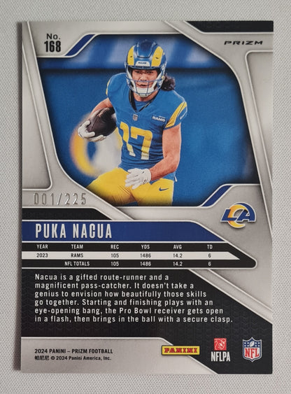 Puka Nacua - 2024 Panini Prizm Purple Cracked Ice /225 #168 Los Angeles Rams